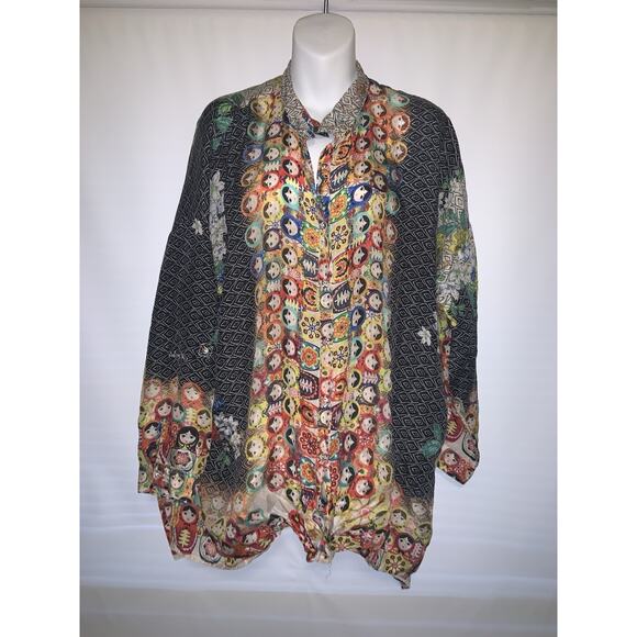 Johnny Was Tops - Johnny Was RARE Babette Russian Nesting Dolls 100% Silk Top/tunic Size Medium